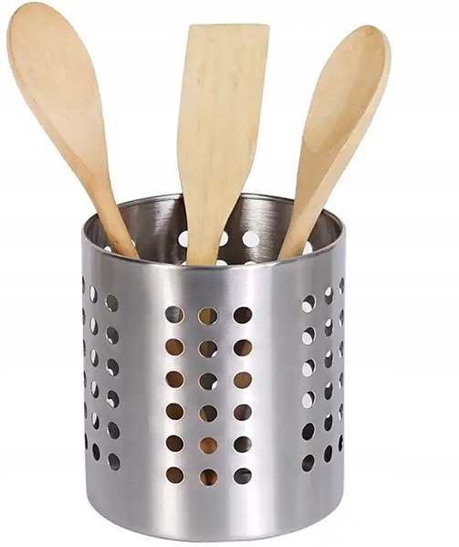 Ociekacz Na Sztućce Noże Łyżki Widelec Pojemnik Metalowy Organizer Srebrny