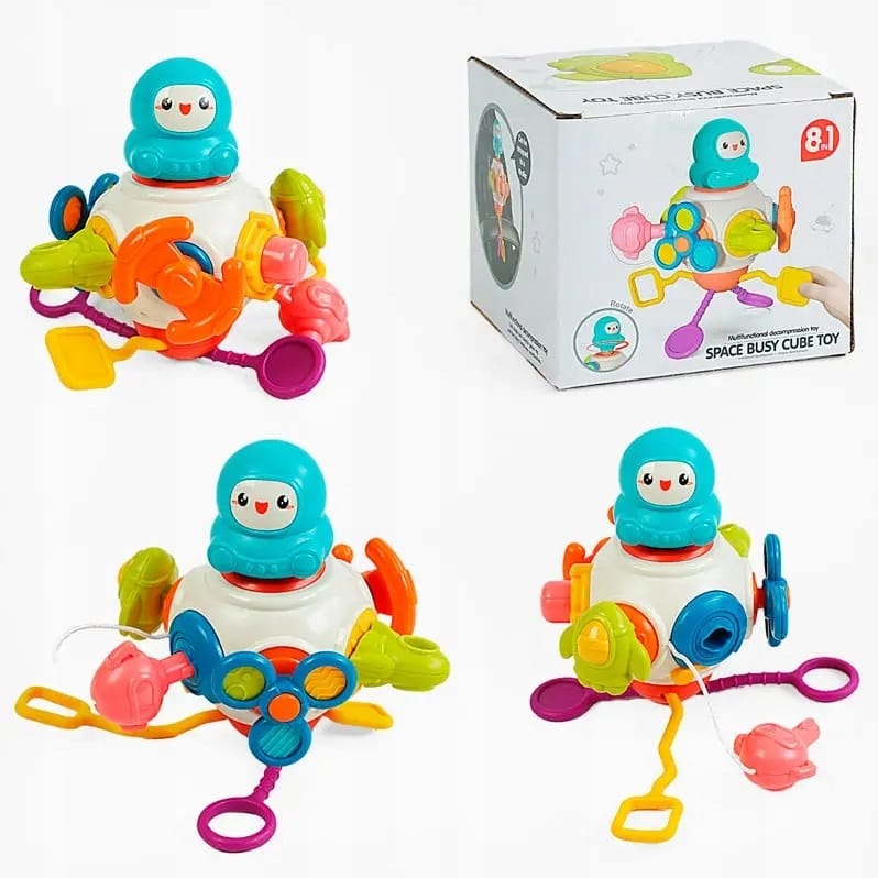 Interaktywna Kostka Sensoryczna Montessori Edukacyjna 8w1 Zabawka Gryzak