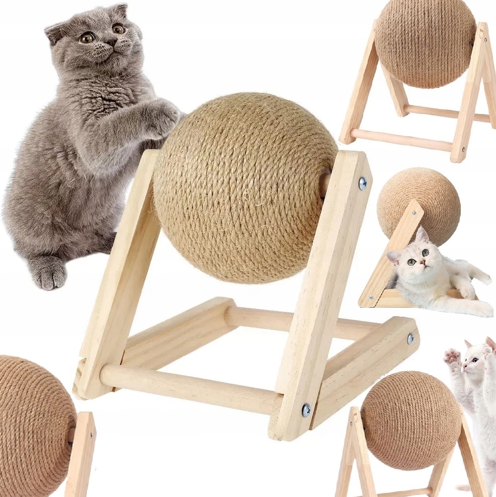 Drapak Stabilny Dla Kota Kula Sizal Do Drapania Zabawka Ruchoma Piłka