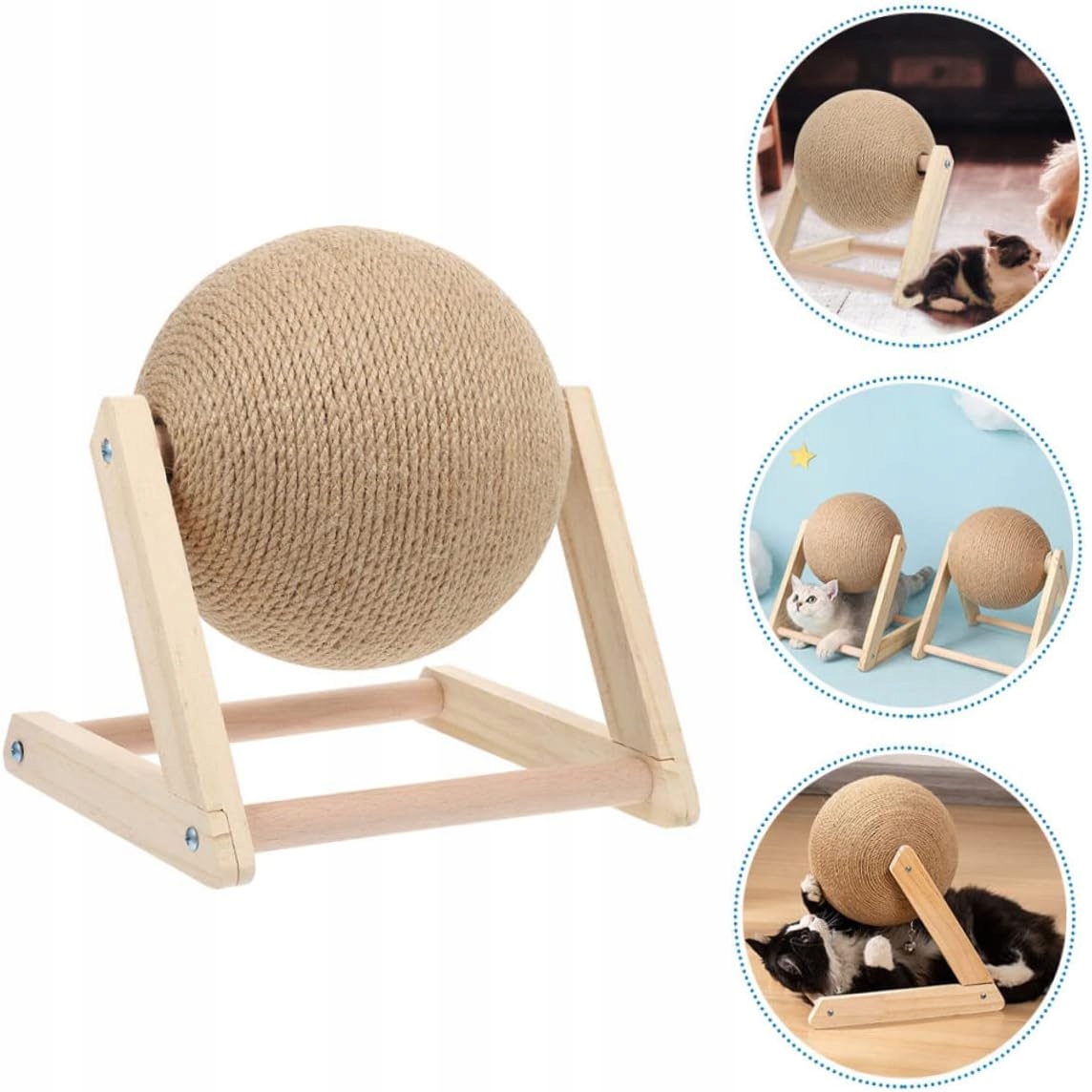 Drapak Stabilny Dla Kota Kula Sizal Do Drapania Zabawka Ruchoma Piłka