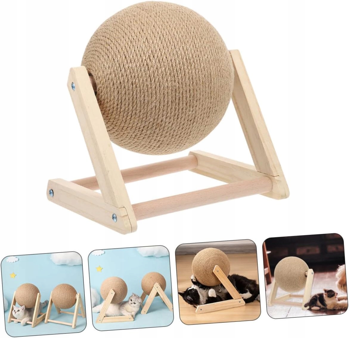 Drapak Stabilny Dla Kota Kula Sizal Do Drapania Zabawka Ruchoma Piłka