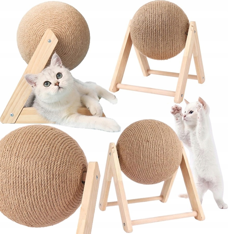 Drapak Stabilny Dla Kota Kula Sizal Do Drapania Zabawka Ruchoma Piłka