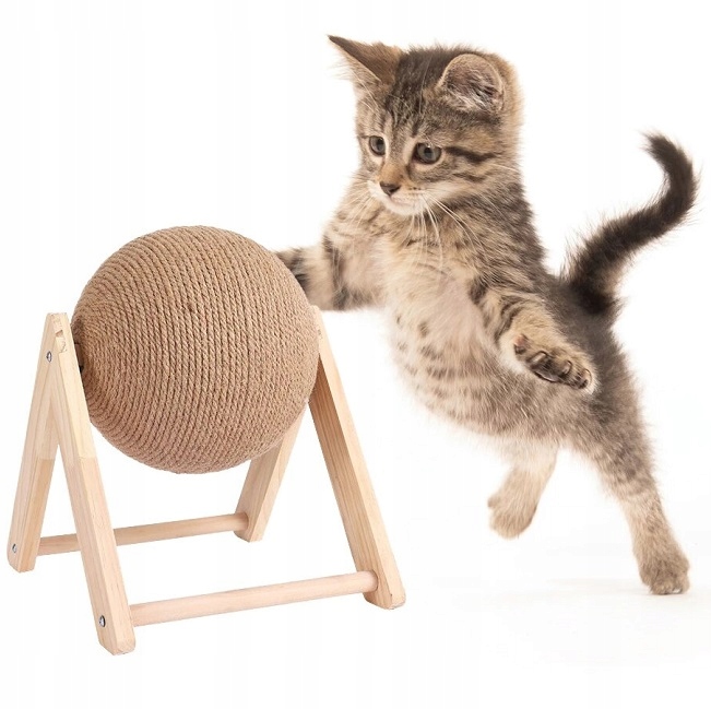 Drapak Stabilny Dla Kota Kula Sizal Do Drapania Zabawka Ruchoma Piłka