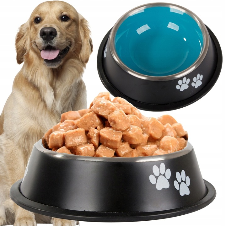 Miska Dla Psa Kota Metalowa Antypoślizgowa Miseczka Łapka Guma Łapki 400ml