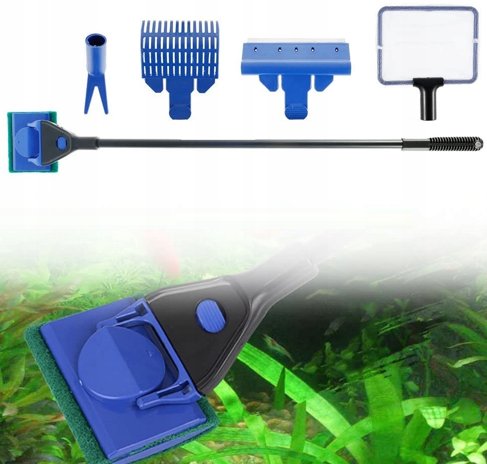 5w1 Zestaw Narzędzi Do Czyszczenia Akwarium Siatka Czyścik Szczypce Grabie