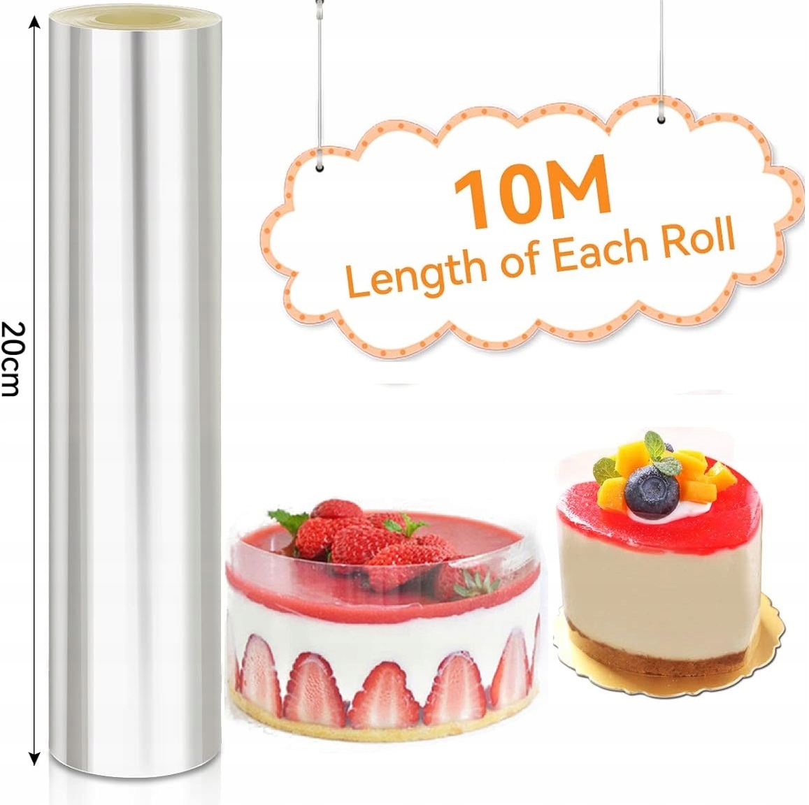 Gruba Folia Rantowa Cukiernicza Owijka Rant Do Tortu Ciasta H=20cm X 10m