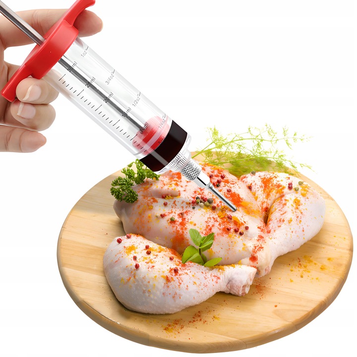 Nastrzykiwarka Do Mięsa Strzykawka 3 Igły Wędlin Szynki Szpryca Mięs 30ml