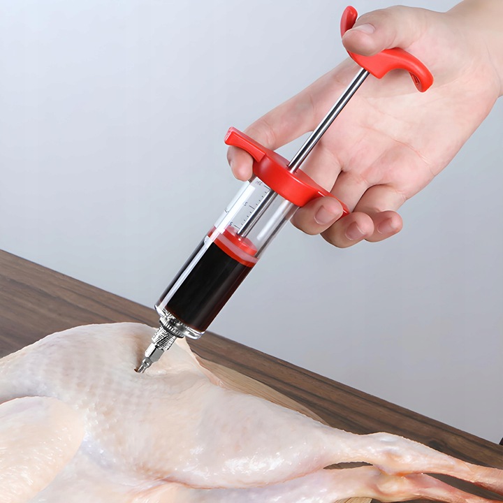 Nastrzykiwarka Do Mięsa Strzykawka 3 Igły Wędlin Szynki Szpryca Mięs 30ml