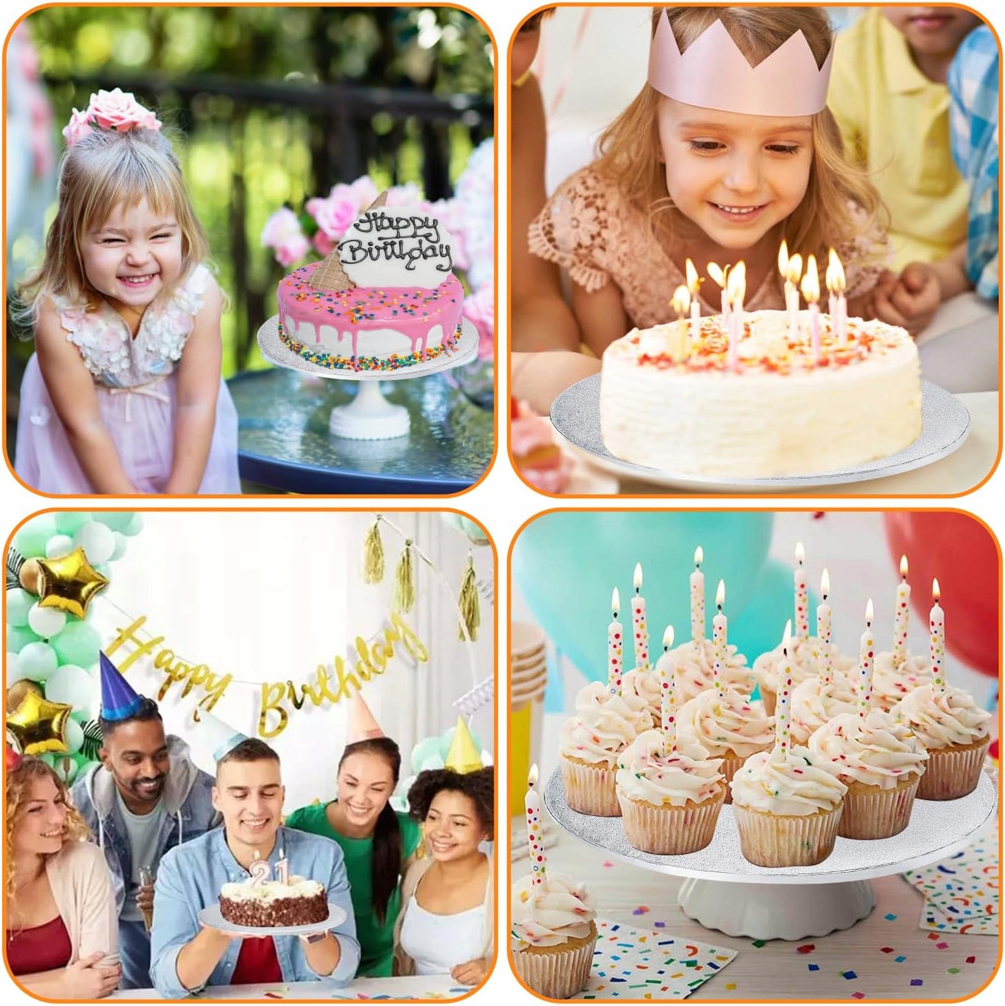 Podkład Pod Tort Srebrny 30 cm Okrągły Gruby 12mm Mocny Sztywny Silver