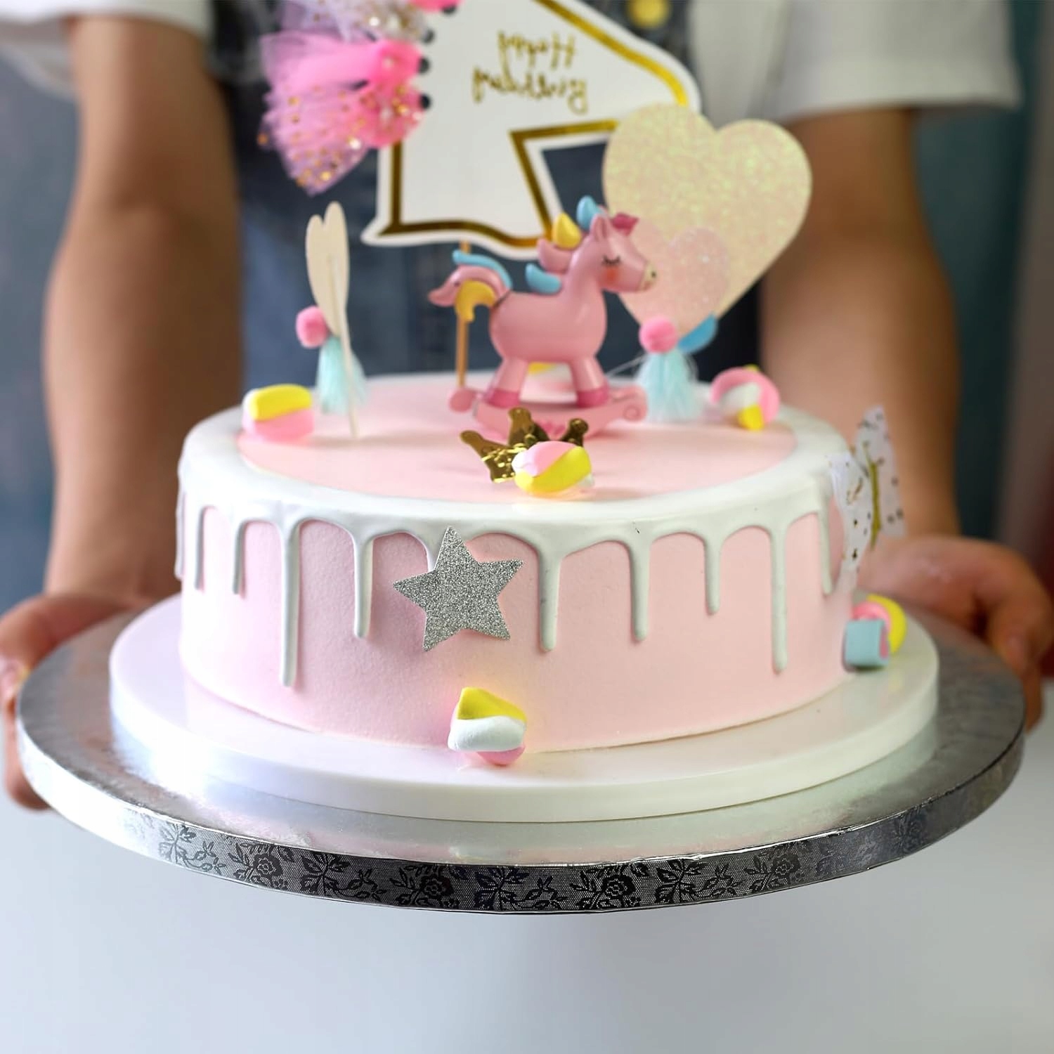 Podkład Pod Tort Srebrny 30 cm Okrągły Gruby 12mm Mocny Sztywny Silver