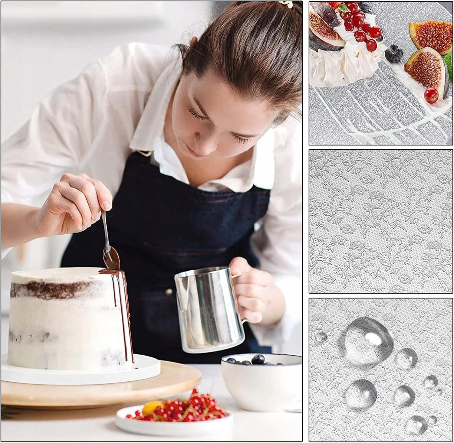 Podkład Pod Tort Srebrny 30 cm Okrągły Gruby 12mm Mocny Sztywny Silver