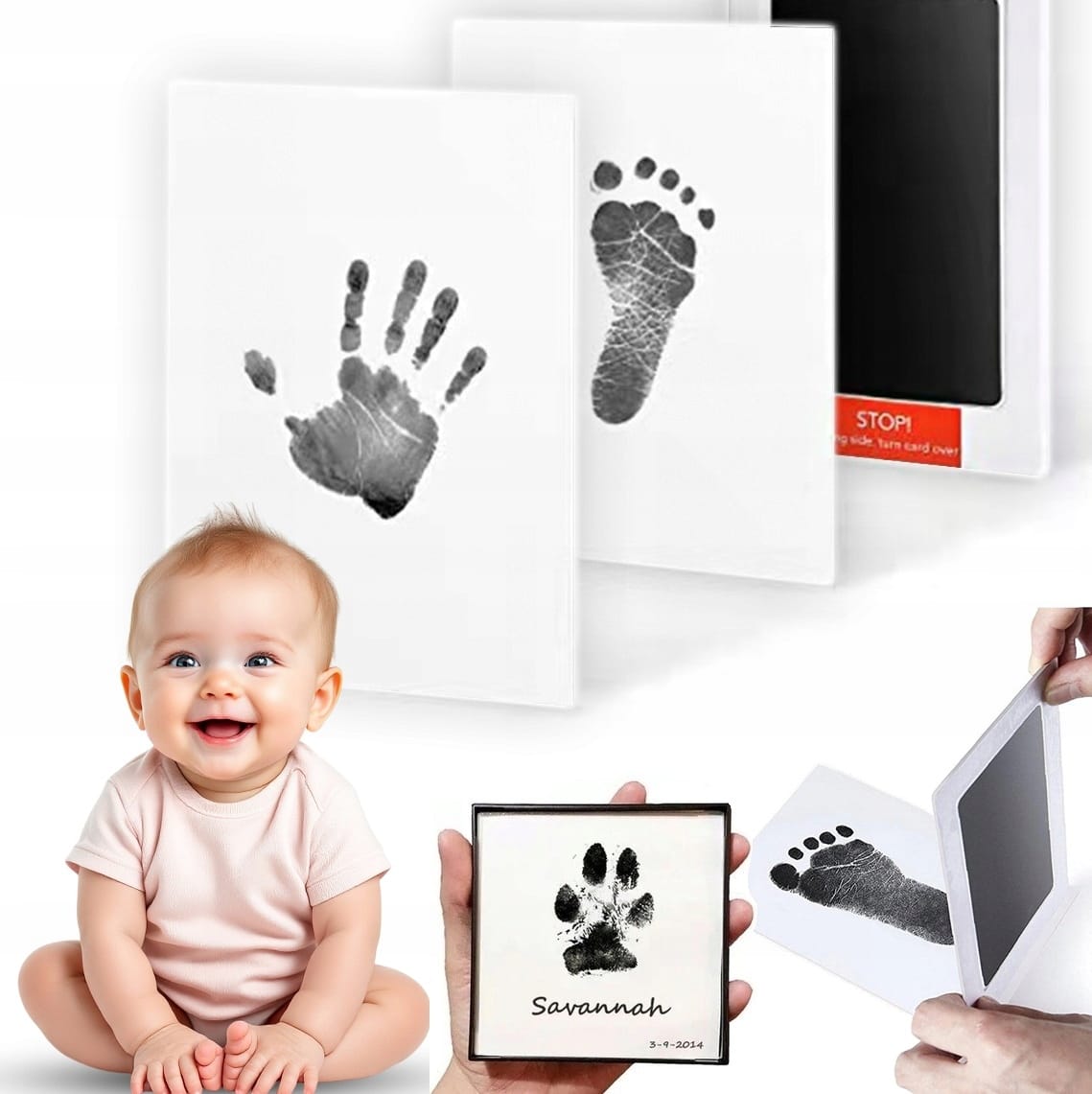 Niebrudzący Odcisk Rączki Stópki Dziecka Łapki Pamiątka Na Narodziny Bobasa