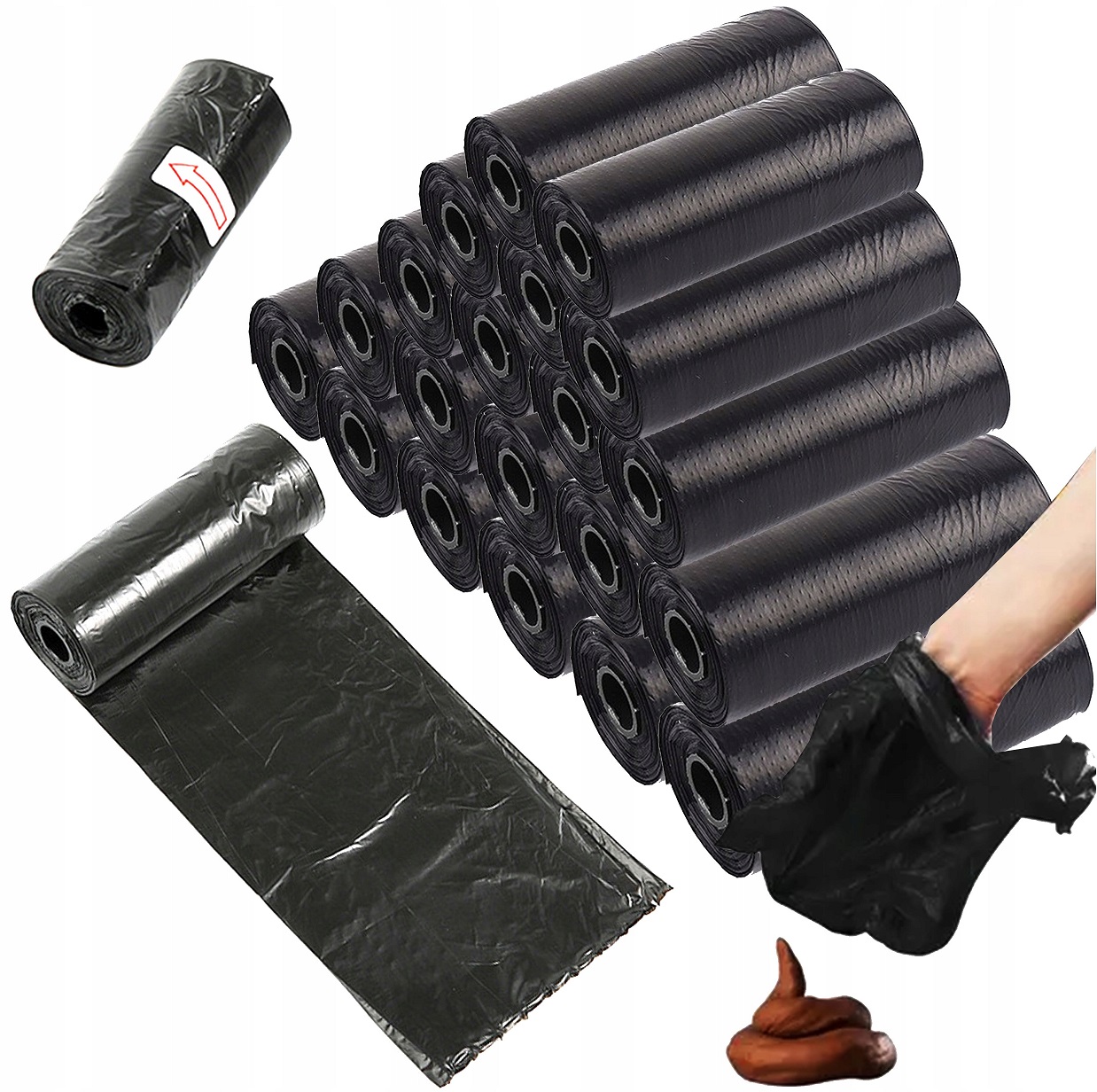 Worki Na Psie Odchody 300szt Mocne Woreczki Na Kupy Dla Psa 20 Rolek Czarne