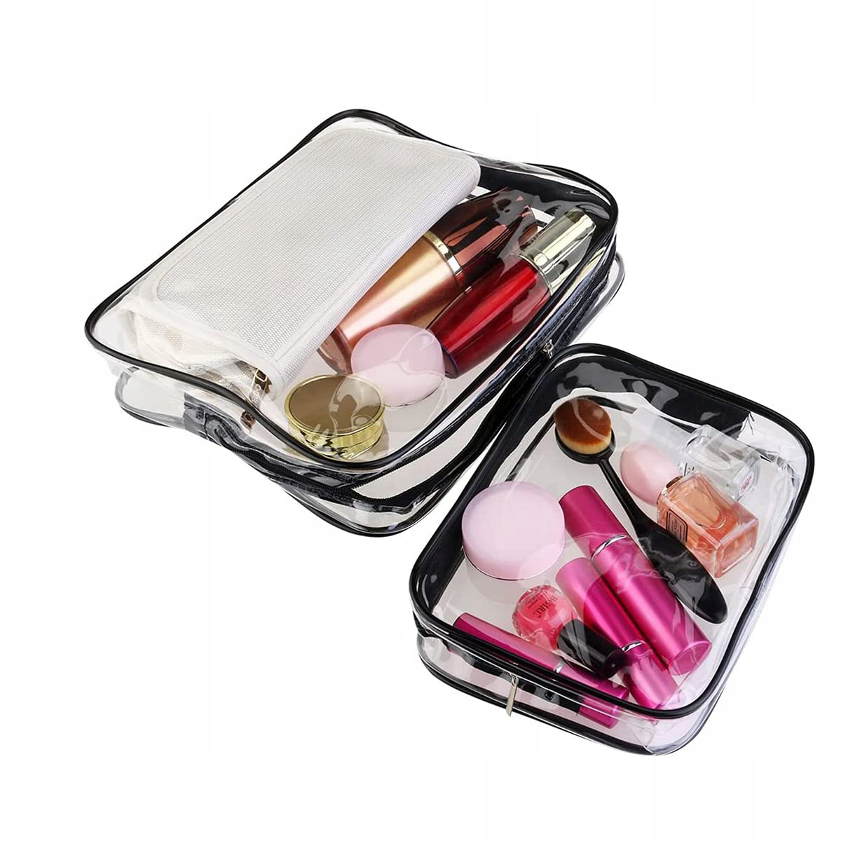 3x Kosmetyczka Podróżna Damska Męska Organizer Pojemna Zestaw Przeźroczysta