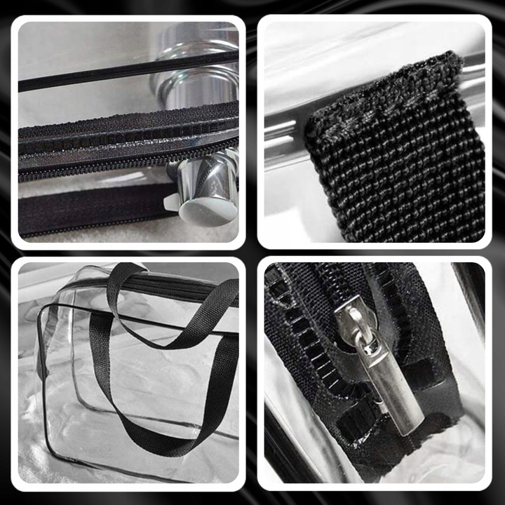 3x Kosmetyczka Podróżna Damska Męska Organizer Pojemna Zestaw Przeźroczysta