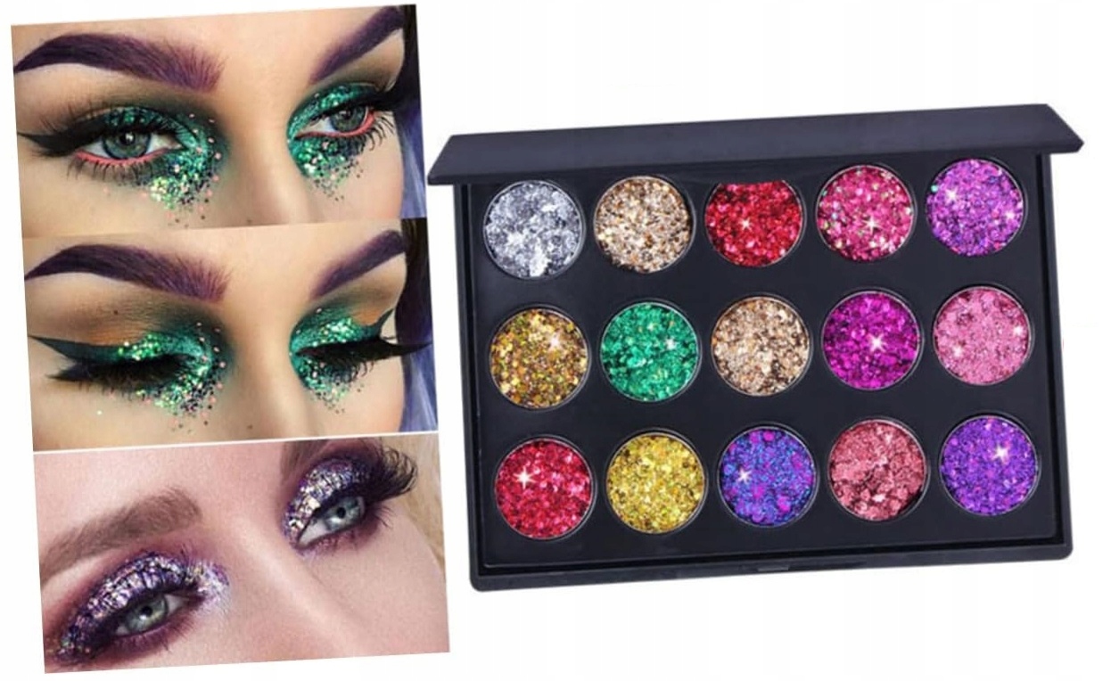 Zestaw 15 Kolorów Paleta Cieni Do Powiek Make Up Cienie Makijaż Brokatowe 1