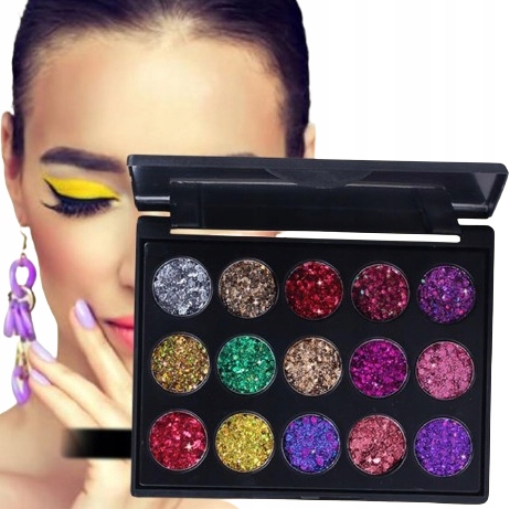 Zestaw 15 Kolorów Paleta Cieni Do Powiek Make Up Cienie Makijaż Brokatowe 1