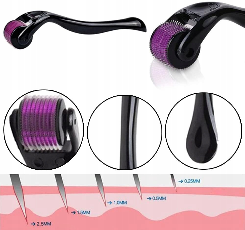 Derma Roller Mezoterapia 540 Zagęszczanie Łysienie Porost Włosów 0,5mm