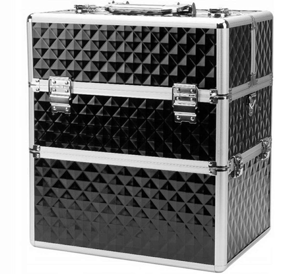 Elegancki Duży Kufer Kuferek Kosmetyczny Na Kosmetyki Lampę 3d Czarny Xxl