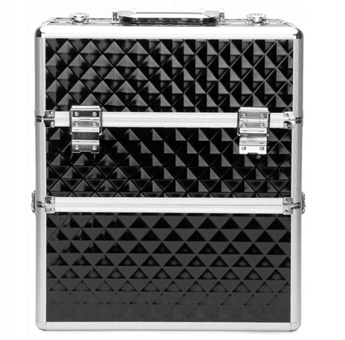 Elegancki Duży Kufer Kuferek Kosmetyczny Na Kosmetyki Lampę 3d Czarny Xxl