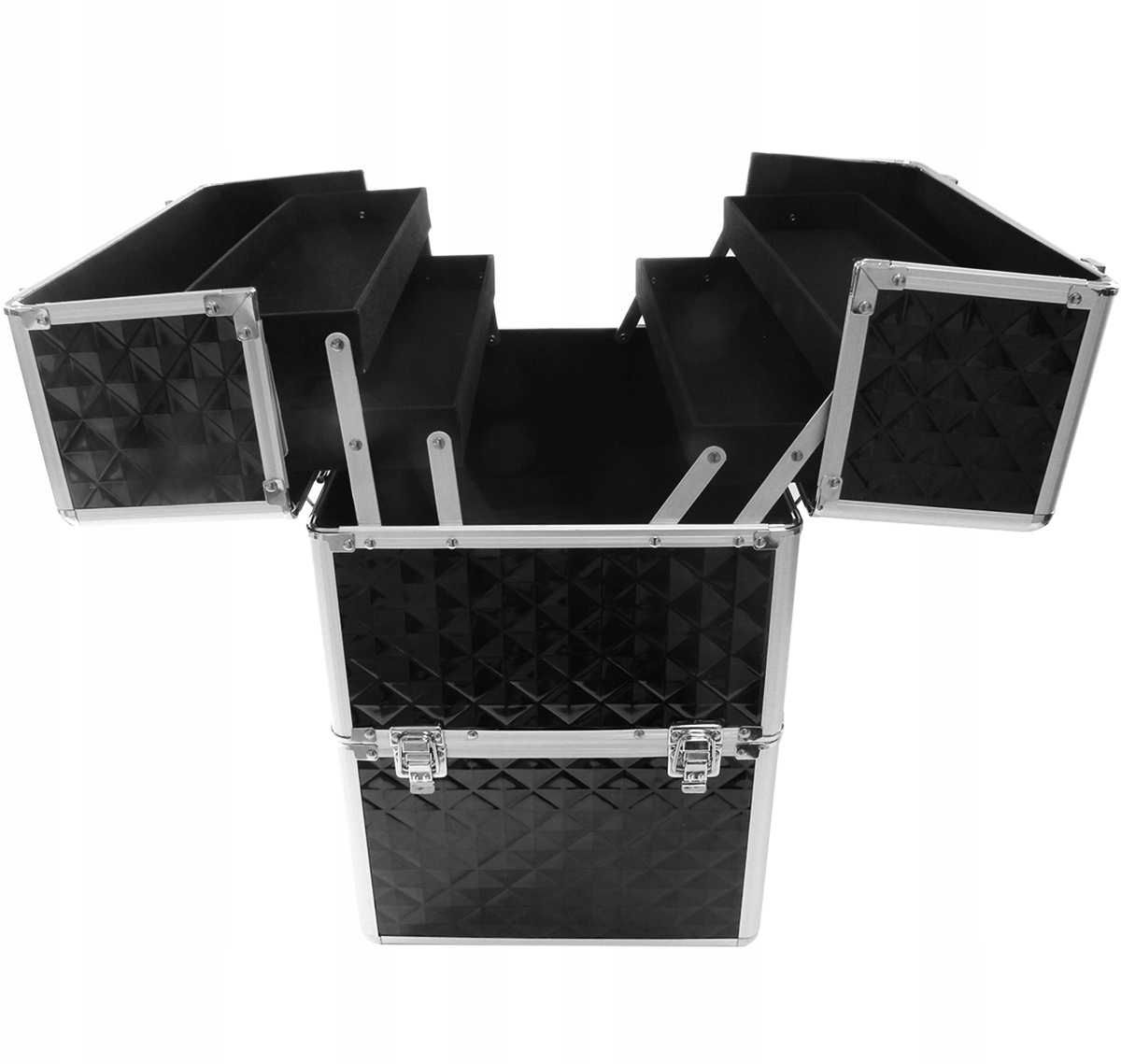 Elegancki Duży Kufer Kuferek Kosmetyczny Na Kosmetyki Lampę 3d Czarny Xxl