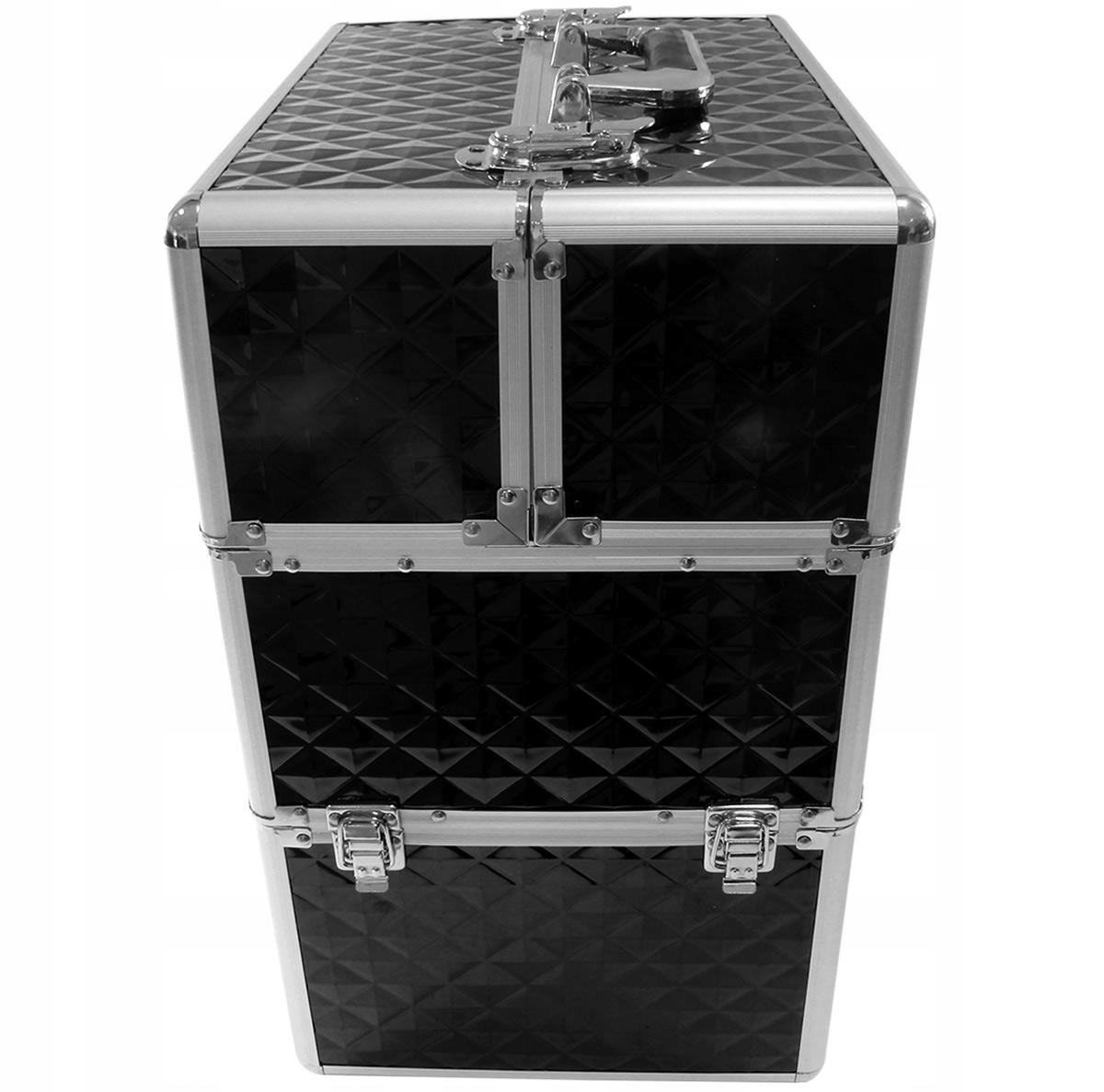 Elegancki Duży Kufer Kuferek Kosmetyczny Na Kosmetyki Lampę 3d Czarny Xxl