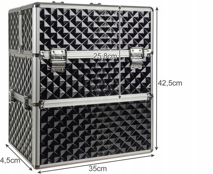 Elegancki Duży Kufer Kuferek Kosmetyczny Na Kosmetyki Lampę 3d Czarny Xxl