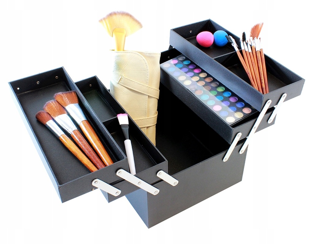 Kuferek Na Kosmetyki Lakiery Kosmetyczny Walizka Organizer Czarny Połysk