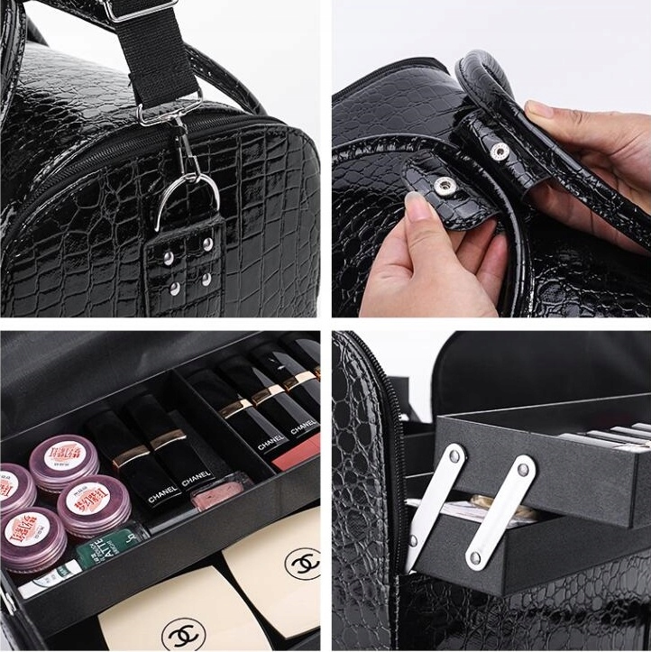 Kuferek Na Kosmetyki Lakiery Kosmetyczny Walizka Organizer Czarny Połysk