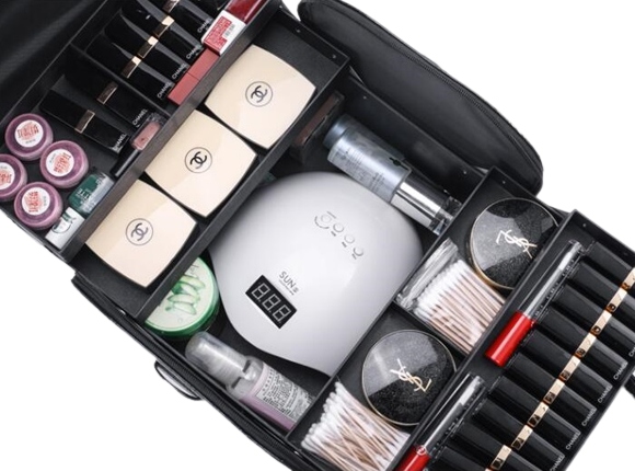 Kuferek Na Kosmetyki Lakiery Kosmetyczny Walizka Organizer Czarny Połysk