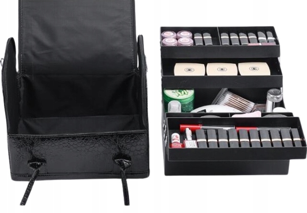 Kuferek Na Kosmetyki Lakiery Kosmetyczny Walizka Organizer Czarny Połysk