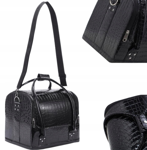 Kuferek Na Kosmetyki Lakiery Kosmetyczny Walizka Organizer Czarny Połysk