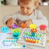 Drewniana Układanka Mozaika Koraliki Kulki Montessori Logarytmiczna Tablica