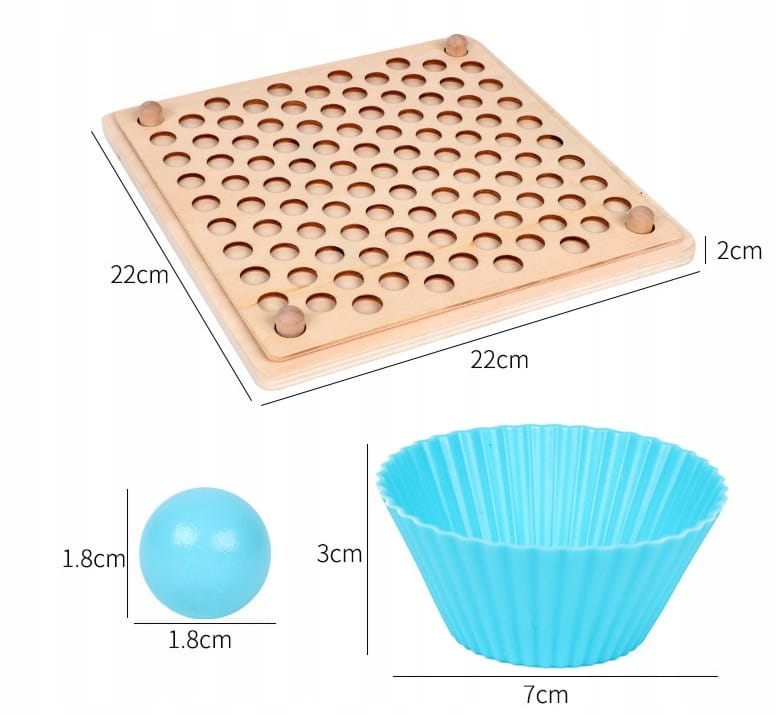 Drewniana Układanka Mozaika Koraliki Kulki Montessori Logarytmiczna Tablica