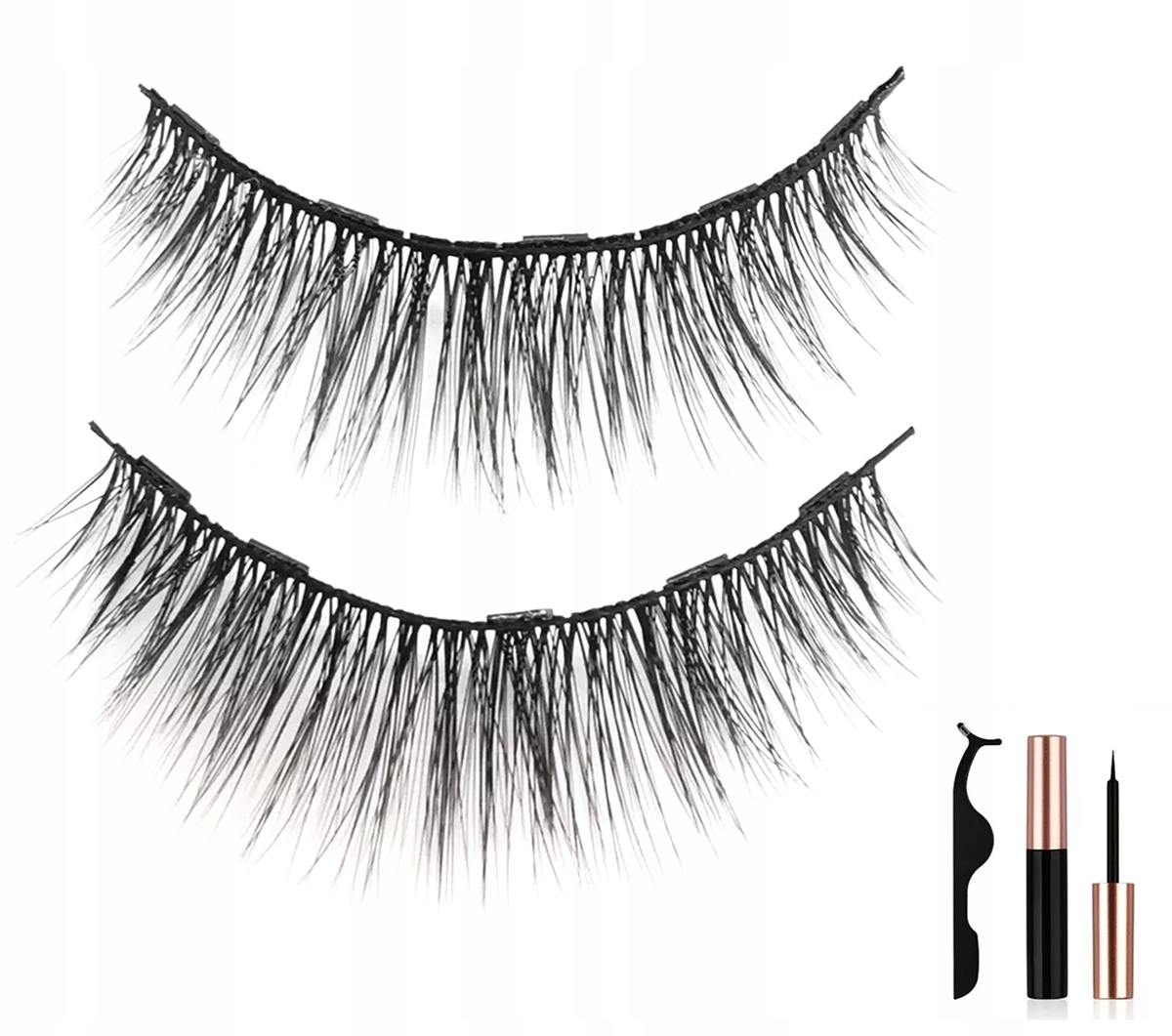 Oryginalne Rzęsy Magnetyczne 7x Długie + Pęseta + 2x Eyeliner + Box Zestaw