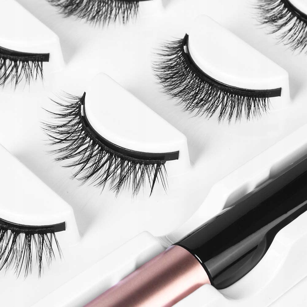 Oryginalne Rzęsy Magnetyczne 7x Długie + Pęseta + 2x Eyeliner + Box Zestaw