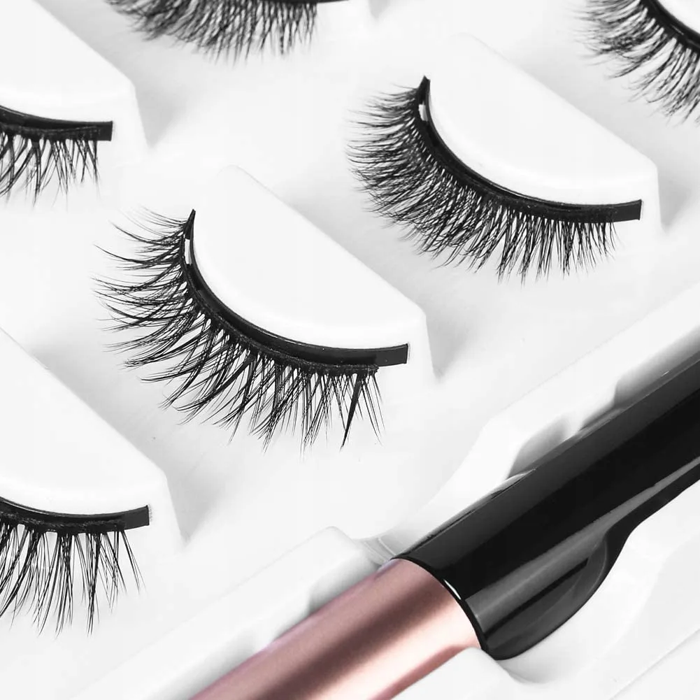 Oryginalne Rzęsy Magnetyczne 7x Długie + Pęseta + 2x Eyeliner + Box Zestaw