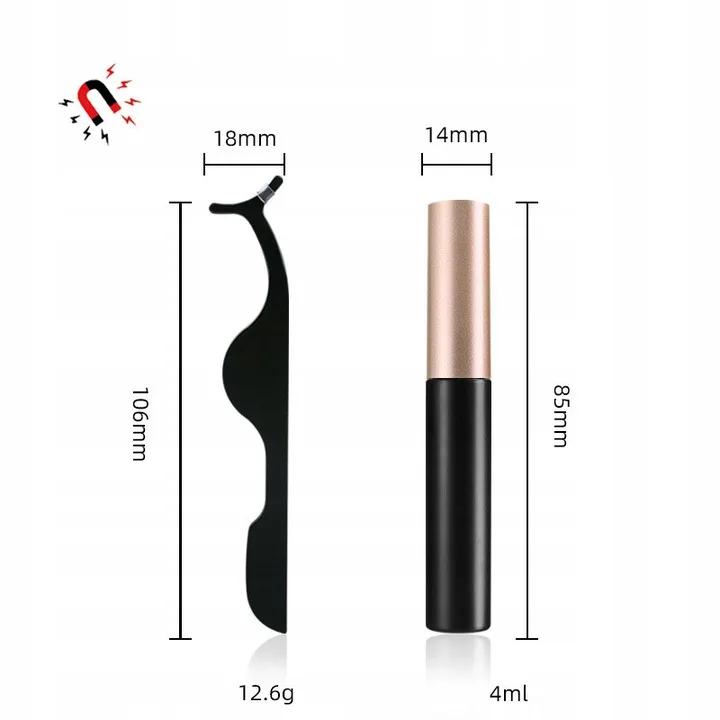 Oryginalne Rzęsy Magnetyczne 7x Długie + Pęseta + 2x Eyeliner + Box Zestaw