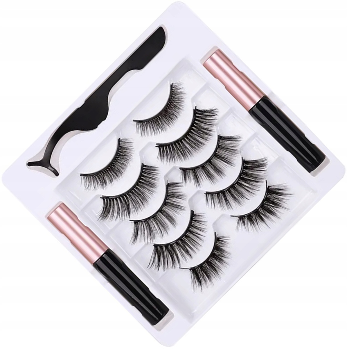Oryginalne Rzęsy Magnetyczne 7x Długie + Pęseta + 2x Eyeliner + Box Zestaw