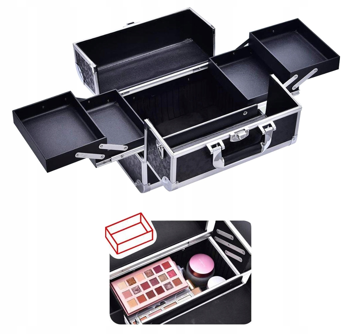 Elegancki Kufer Kuferek Kosmetyczny Na Kosmetyki Organizer Pudełko Walizka