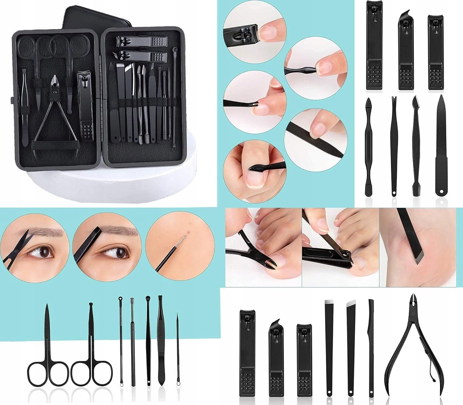 image-8982.jpeg Profesjonalny Zestaw Pedicure Manicure 18 Elementów Do Pielęgnacji Paznokci