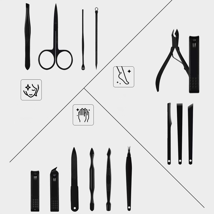 Profesjonalny Zestaw Pedicure Manicure 16 Elementów Do Pielęgnacji Paznokci