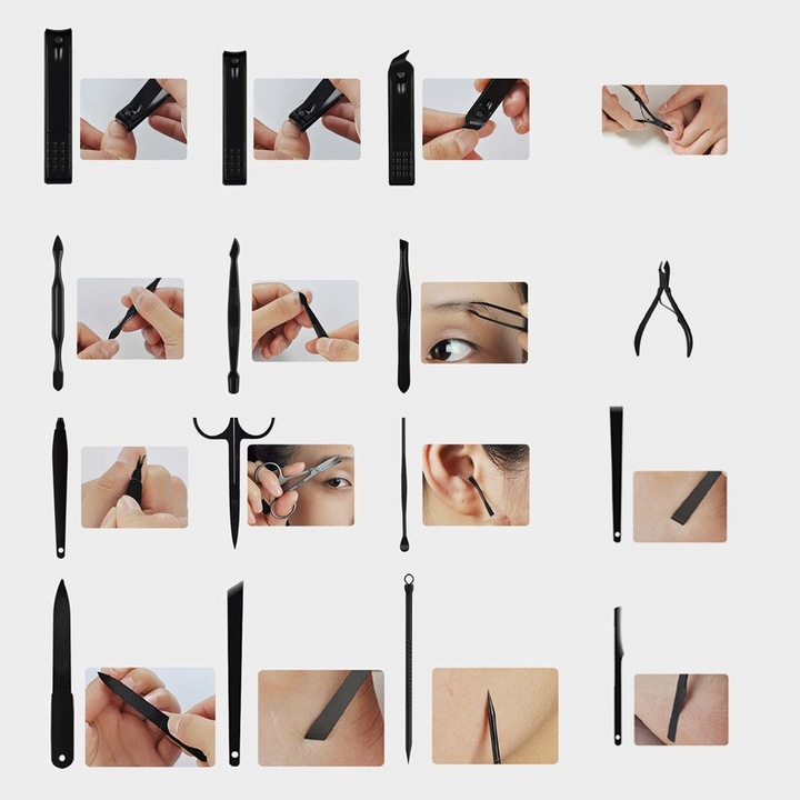 Profesjonalny Zestaw Pedicure Manicure 16 Elementów Do Pielęgnacji Paznokci