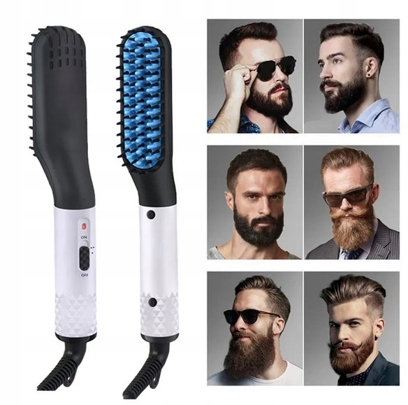 Prostownica Grzebień Do Brody I Włosów Szczotka Jonizująca Ceramiczna 2w1