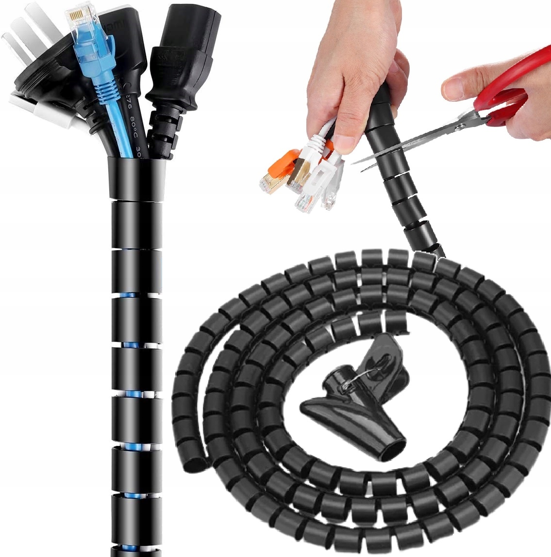 Maskownica Spirala Do Kabli Przewodów Elastyczny Organizer Osłona Oplot