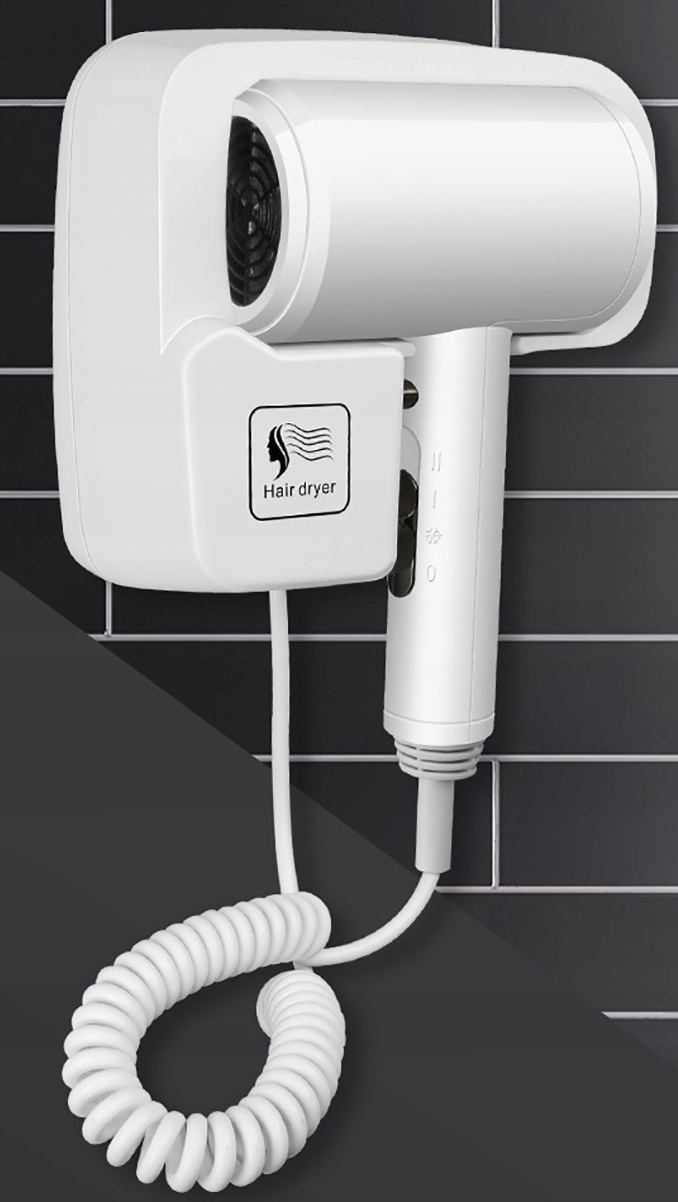 Suszarka Do Włosów Basenowa Hotelowa Naścienna Biała 1200W Uchwyt Prędkość