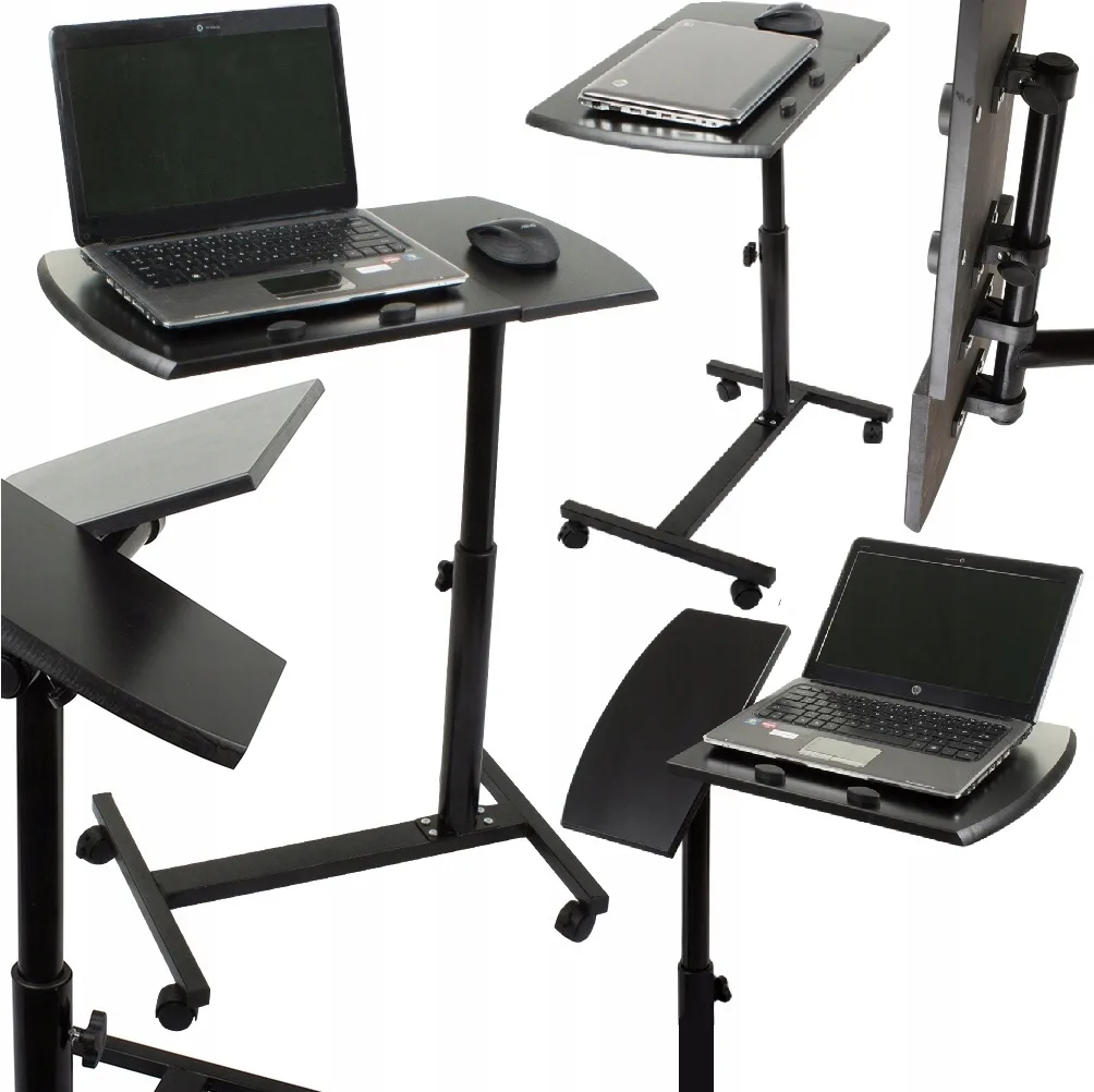 image-9165.jpeg Stolik Pod Laptopa Na Kółkach Regulowany Biurko Komputerowe Wózek Mobilny