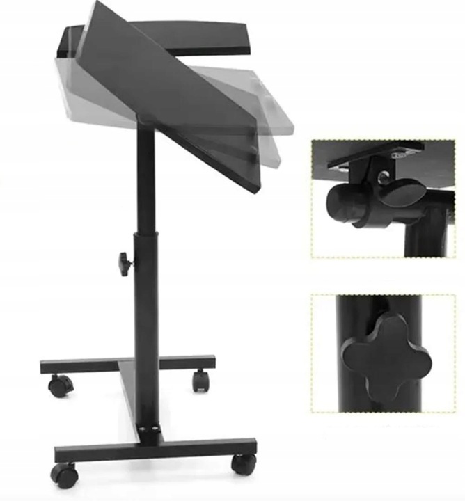 Stolik Pod Laptopa Na Kółkach Regulowany Biurko Komputerowe Wózek Mobilny