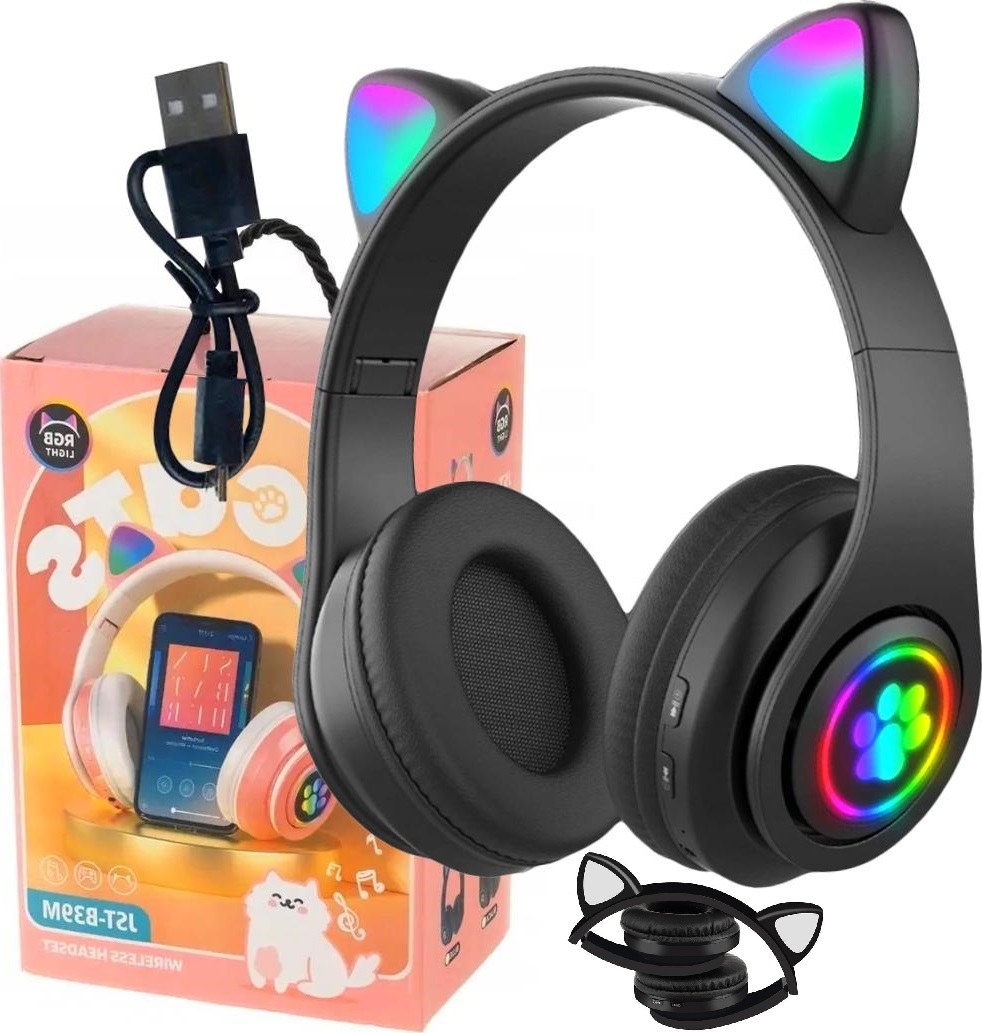 Słuchawki Bezprzewodowe B39 Z Uszami Bluetooth RGB Kocie Uszy Dla Dzieci