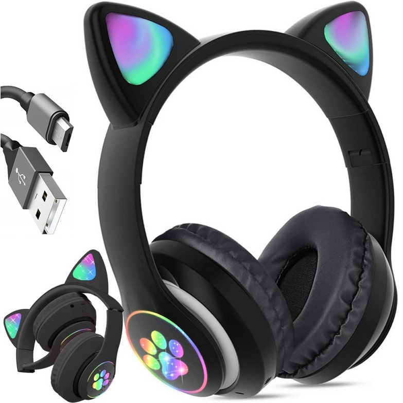 Słuchawki Bezprzewodowe B39 Z Uszami Bluetooth RGB Kocie Uszy Dla Dzieci